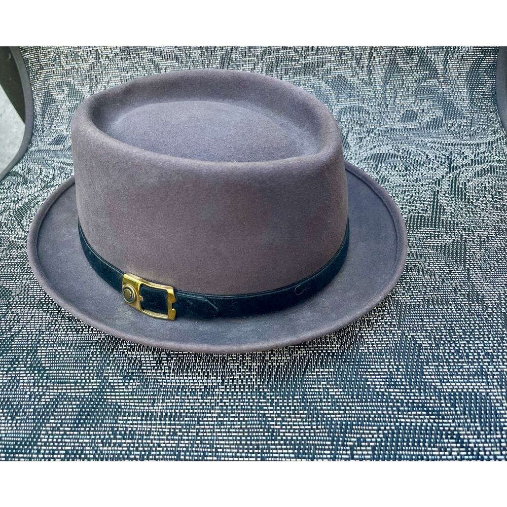 Mens grey hat fedora 1950 1960s band grand MCM condition rockabilly VTG pork pie